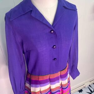 Vintage 1970’s Polychrome Clowncore Whimsical Shirt Dress, maxi length